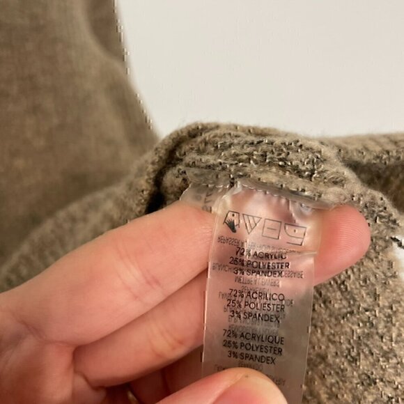 CALVIN KLEIN Beige Tan Black Marled Textured Knit Diamond Cowl Neck Fall Sweater - Picture 9 of 15